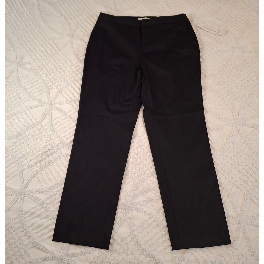 Coldwater Creek Women 10 Cotton Sateen Ankle Pants Black Natural Fit Stretch NWT